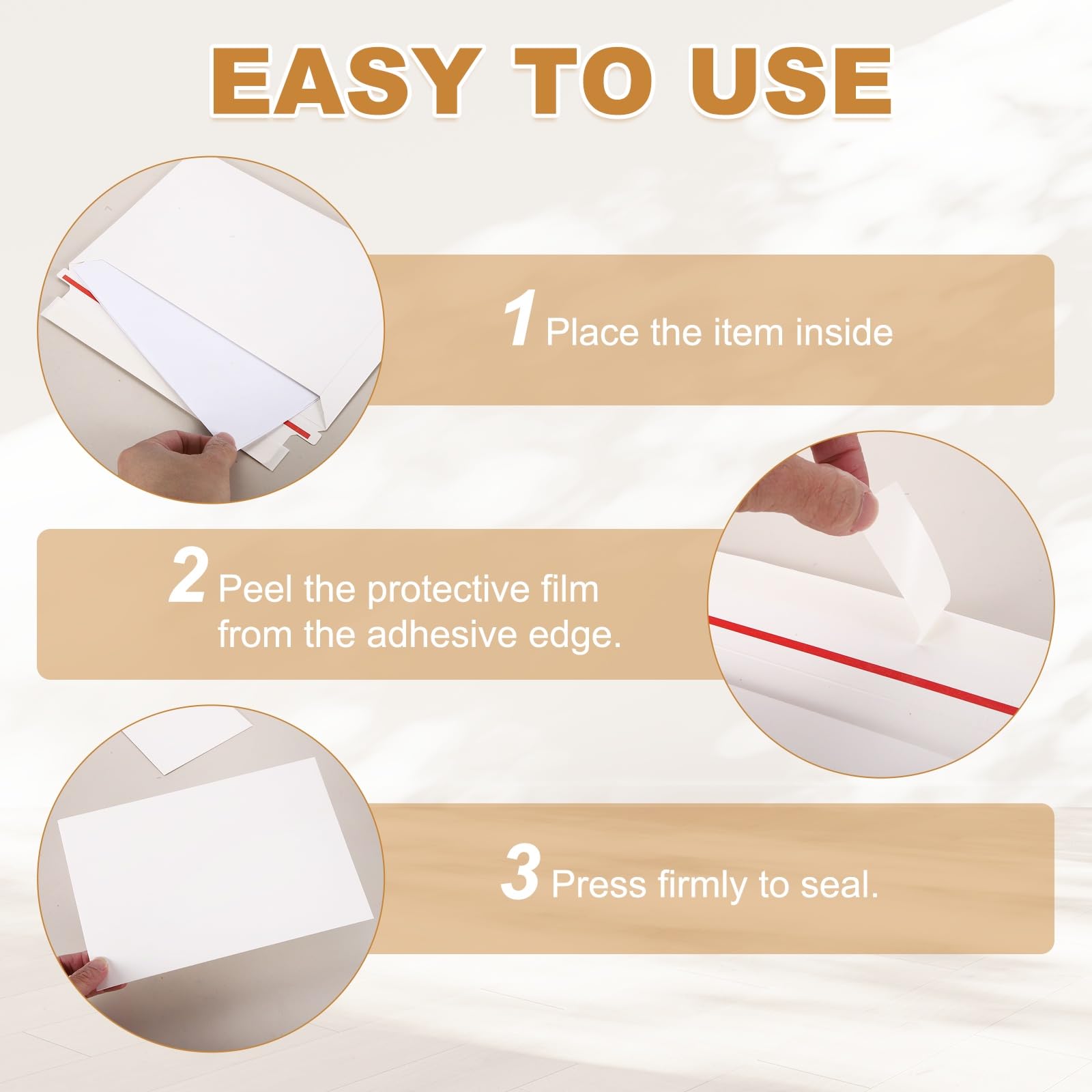 PATIKIL Lot de 100 enveloppes rigides en carton (25,4 x 16,3 cm, blanches) avec fermeture autocollante pour CD/photos/documents/images/papiers/fichiers