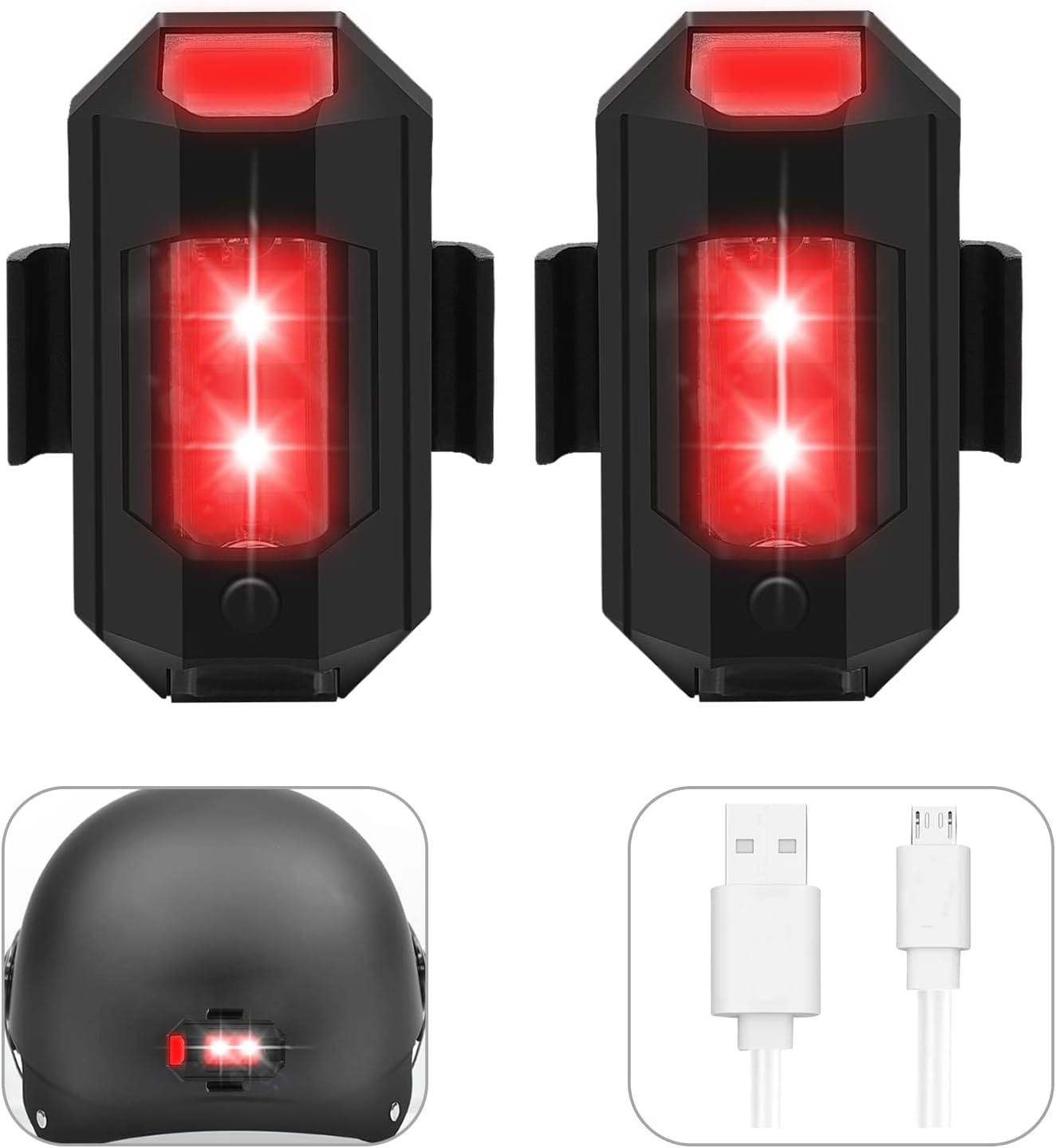 2 Pack Motorcycle Helmet Light, Helmet Light for Night