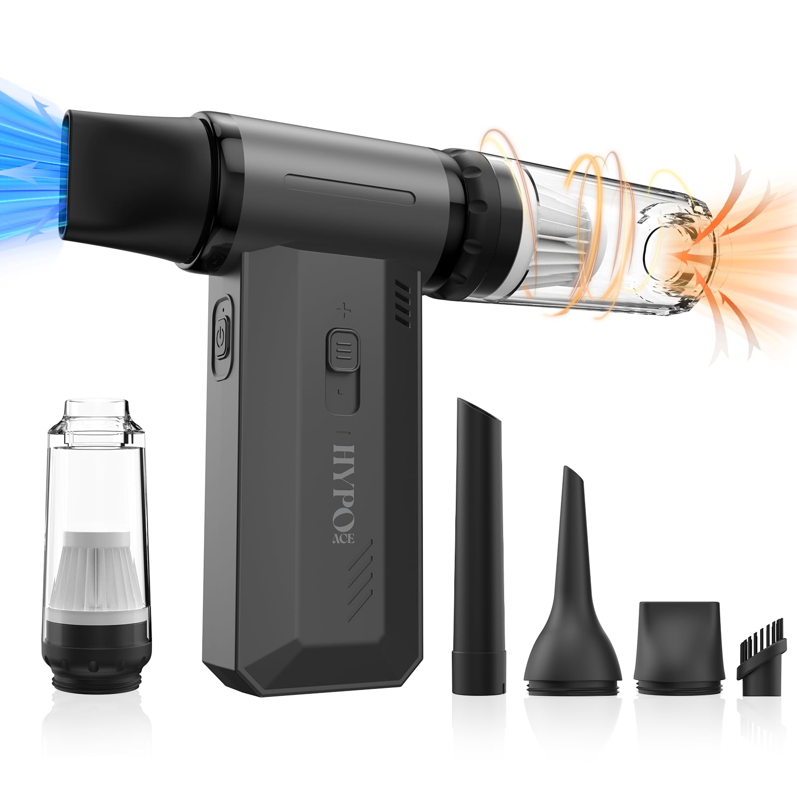 Compressed Air Duster, 130000RPM Super Power Cordless Electric Air Duster, 2 in 1 Air Blower and Vacuum, Adjustable Speeds Rechargeable Dust Blower for Computer, Keyboard, House, Outdoor and Car