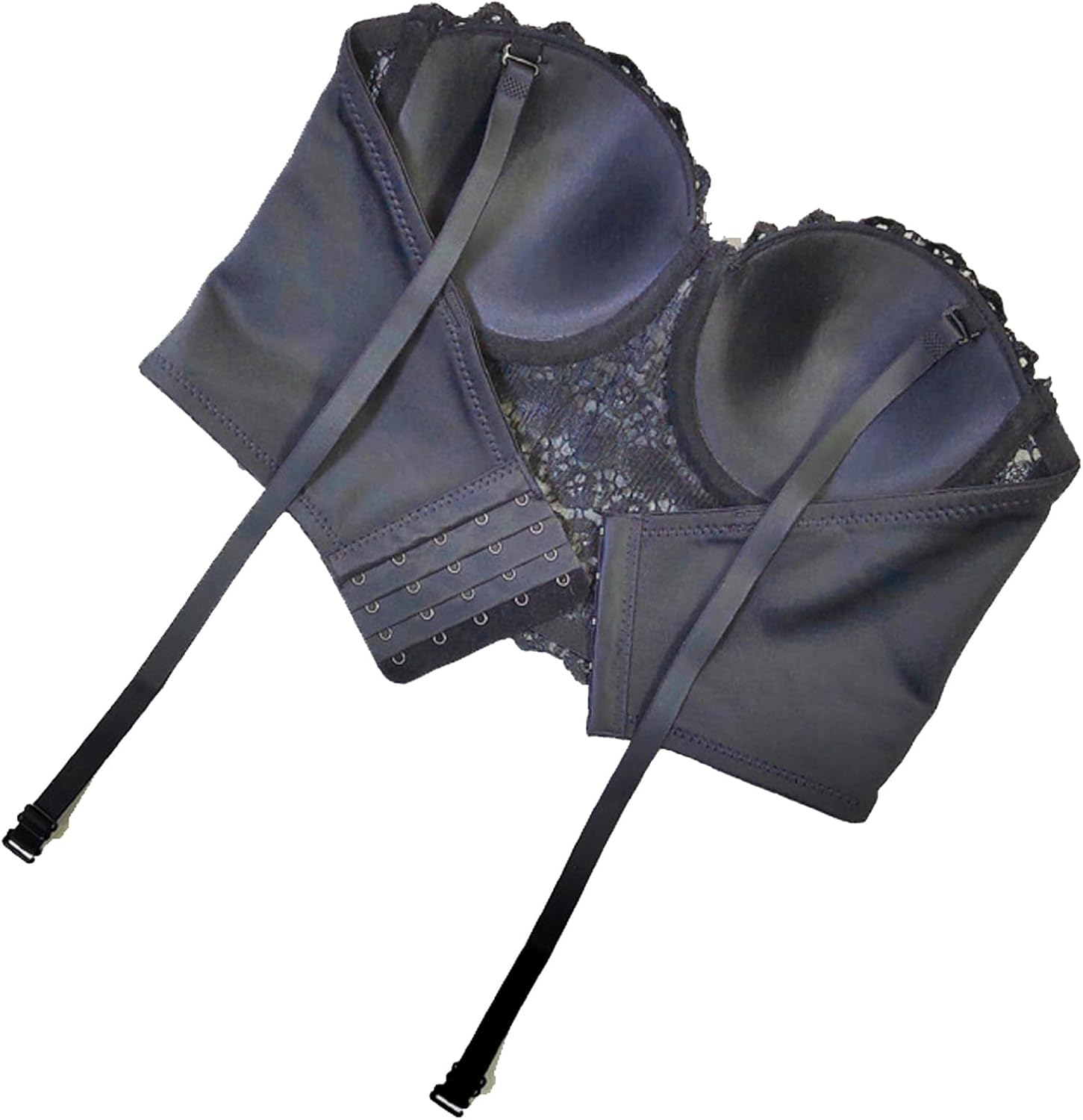 Women's Lace Mesh Rhinestone Diamond Bra Push up Bustier Corset Crop Top Club Party Vest with Detachable Straps