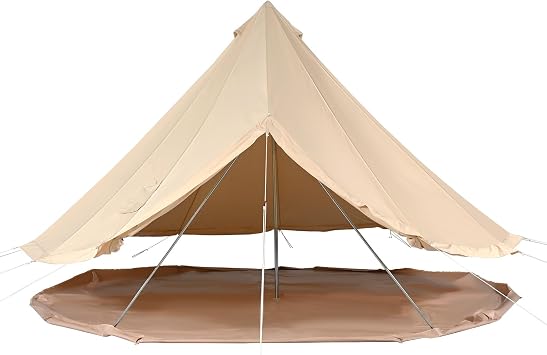 VEVOR Canvas Tent Bell, Yurt 4 Seasons for Camping with Stove Jack, Breathable Holds up to 4 People, Family Camping Outdoor Hunting Party