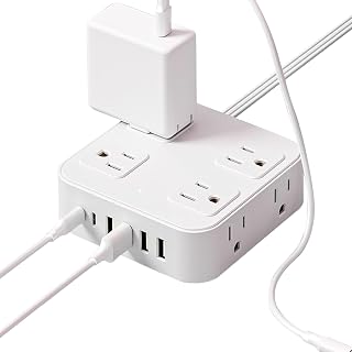 USB Charging Strip, 6 USB Ports 8 AC Outlets, Extender with Cable, Supports Multiple Devices Efficiently Safely, Charging Strip for Tablet Laptop Phone Computer Desktop Travel Cruise Office