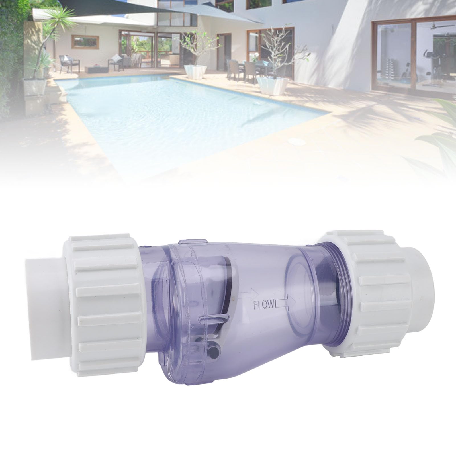 Válvula de Retención para Piscina, Diseño Transparente de Primera Calidad para una Fácil Instalación para Mantenimiento de Piscinas Al Aire Libre, Plástico PVC de 1,5 Pulgadas
