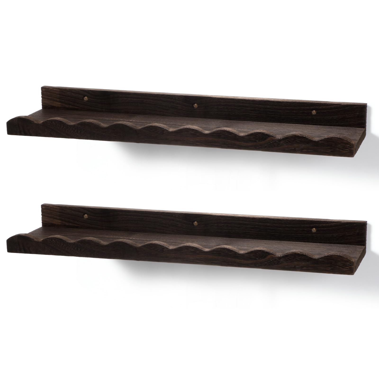 Nursery Floating Shelves Set of 2 Wood Book Shelves for for Kids Room, Bathroom, Bedroom, Nursery Room Decor and Books, Toys, Photo Frames Storage (Carbonized Brown,23")