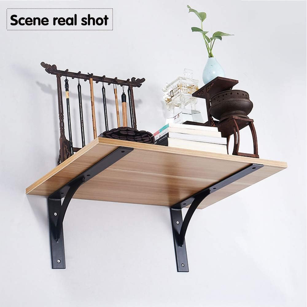Shelf Bracket,Black Shelf Brackets Metal Shelves - 2 Pieces Floating Shelves Tripod Triangle - Wall Support Corner Brace Shelving Brackets, Home Shelf Support Tool, with Screws