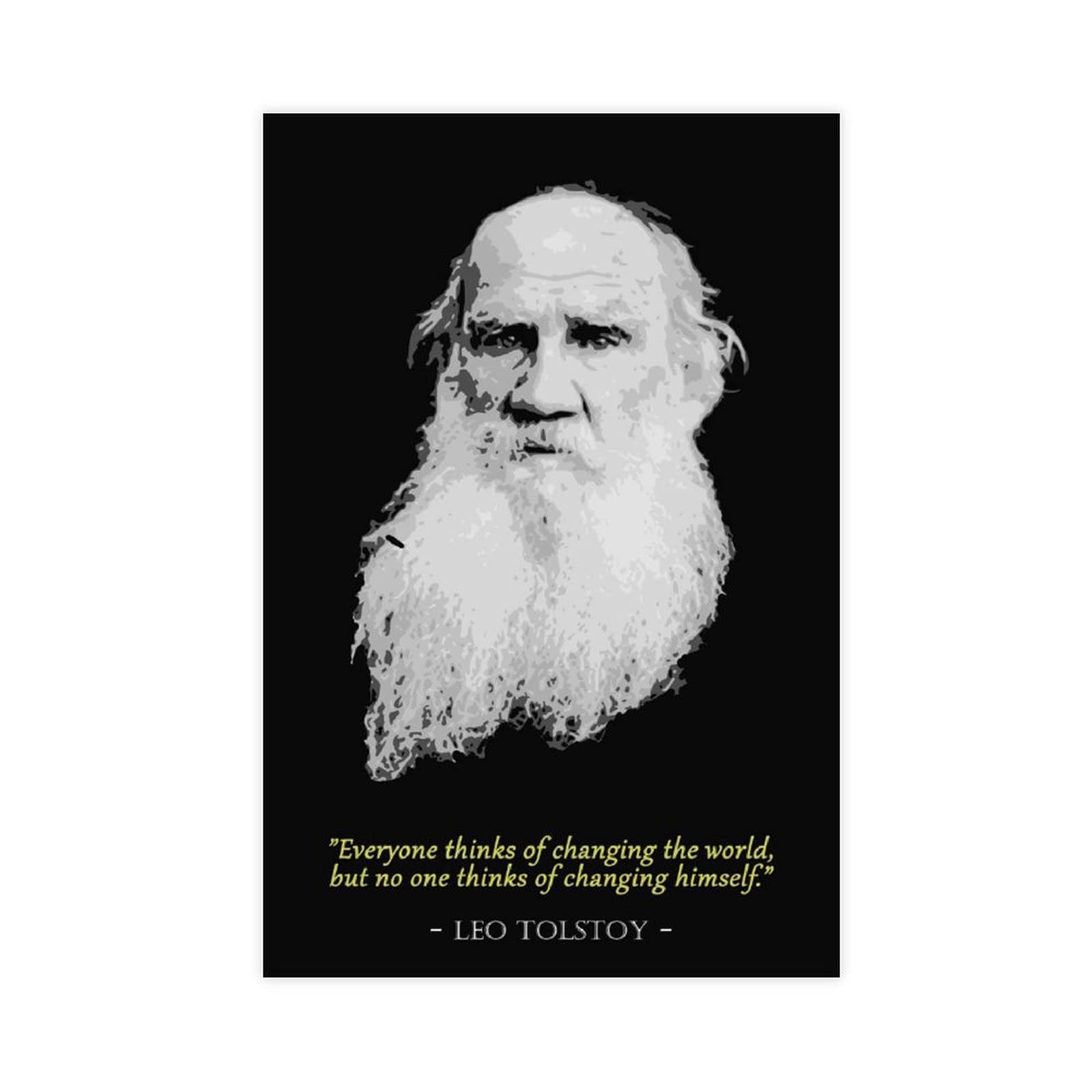 Yingxi Leo Tolstoy Poster Classic Motivational Quote Canvas Wall Art Decor Print Picture Paintings For Living Room Bedroom Decoration Unframe:12×18Inch(30×45Cm)