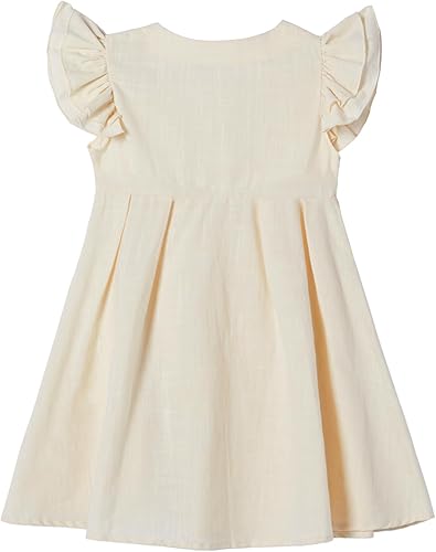 Miniatura 2 de Niyage Vestido de manga con vuelo para niñas, vestidos casuales elegantes con volantes y botones