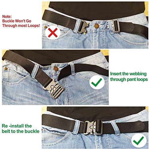 Bansga Taktischer Gürtel,Heavy Duty verstellbare Military Style Nylon Gürtel mit Zink Legierung Schnalle, militärischen Schnellverschluss Schnalle Taillenband(A-schwarz)