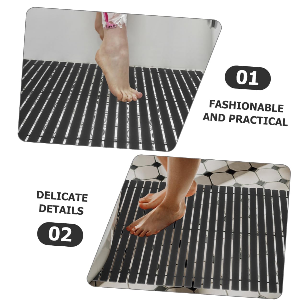 PRETYZOOM Alfombrilla Antideslizante de Bambú 50x80 Cm, Tapete para Ducha y Bañera, Resistencia al Desgaste, Diseño Natural, Apta para Baño y Aseo, Alfombra de Baño Segura y Práctica