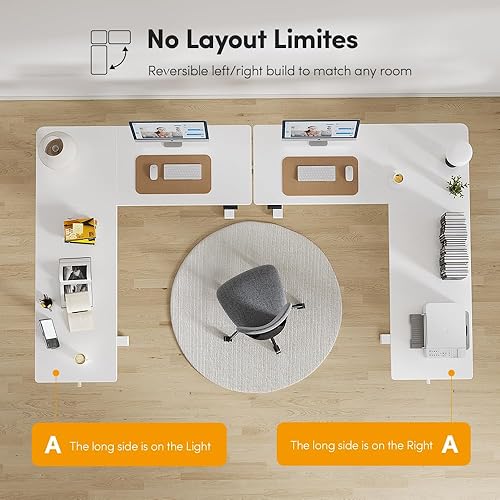 Miniatura 41 de Cubiker Escritorio de pie en forma de L – Escritorio eléctrico de altura ajustable de 63 x 55 pulgadas, mesa ergonómica para sentarse de pie con 3