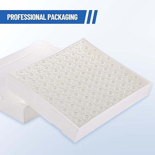 Miniatura 6 de Paquete de 100 viales de vidrio de 0.1 fl oz, viales de vidrio transparente con tapas abatibles de plástico y aluminio y tapones de goma, vial de