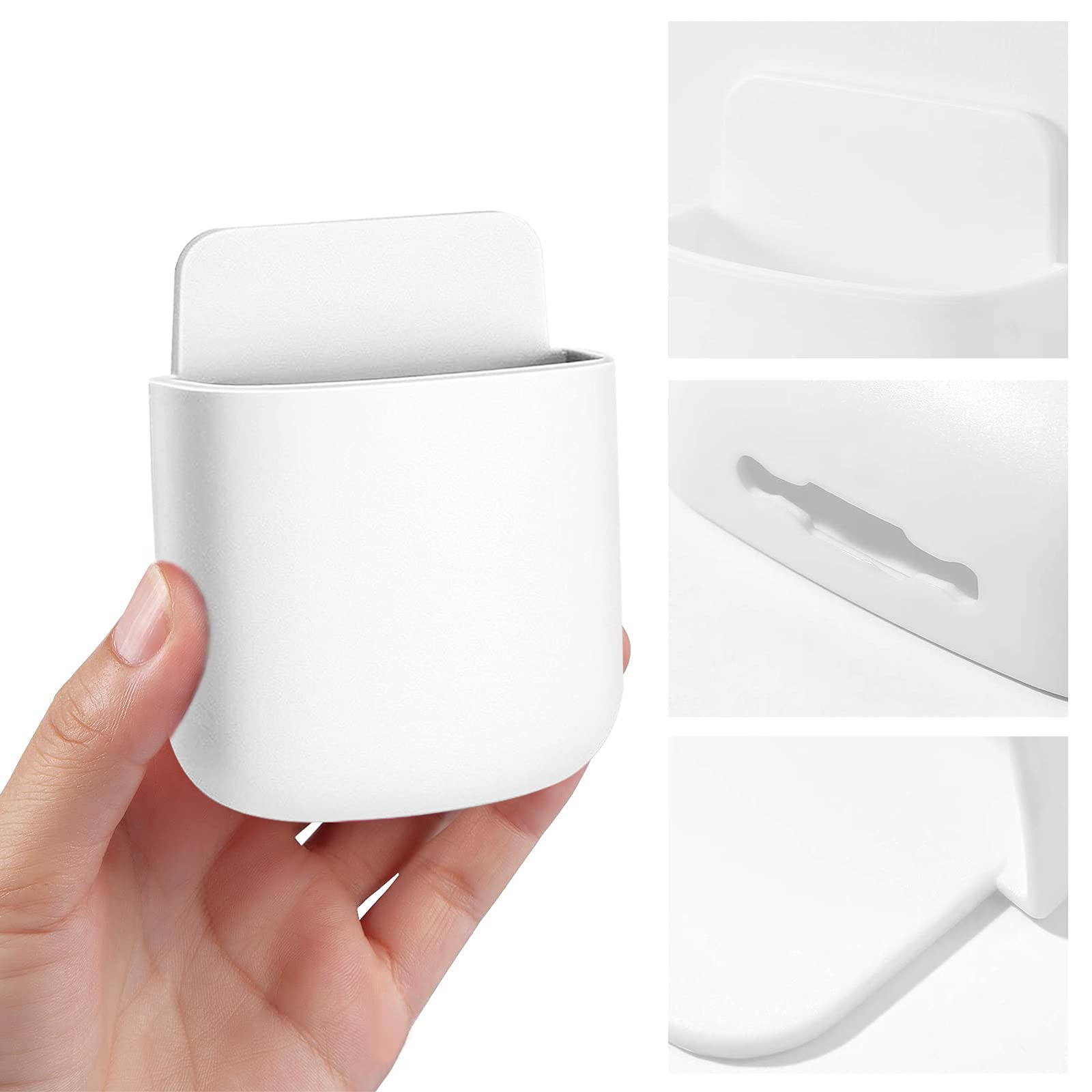 Soporte Móvil Pared 3 piezas, Caja Control Remoto TV Autoadhesiva Gris Blanco