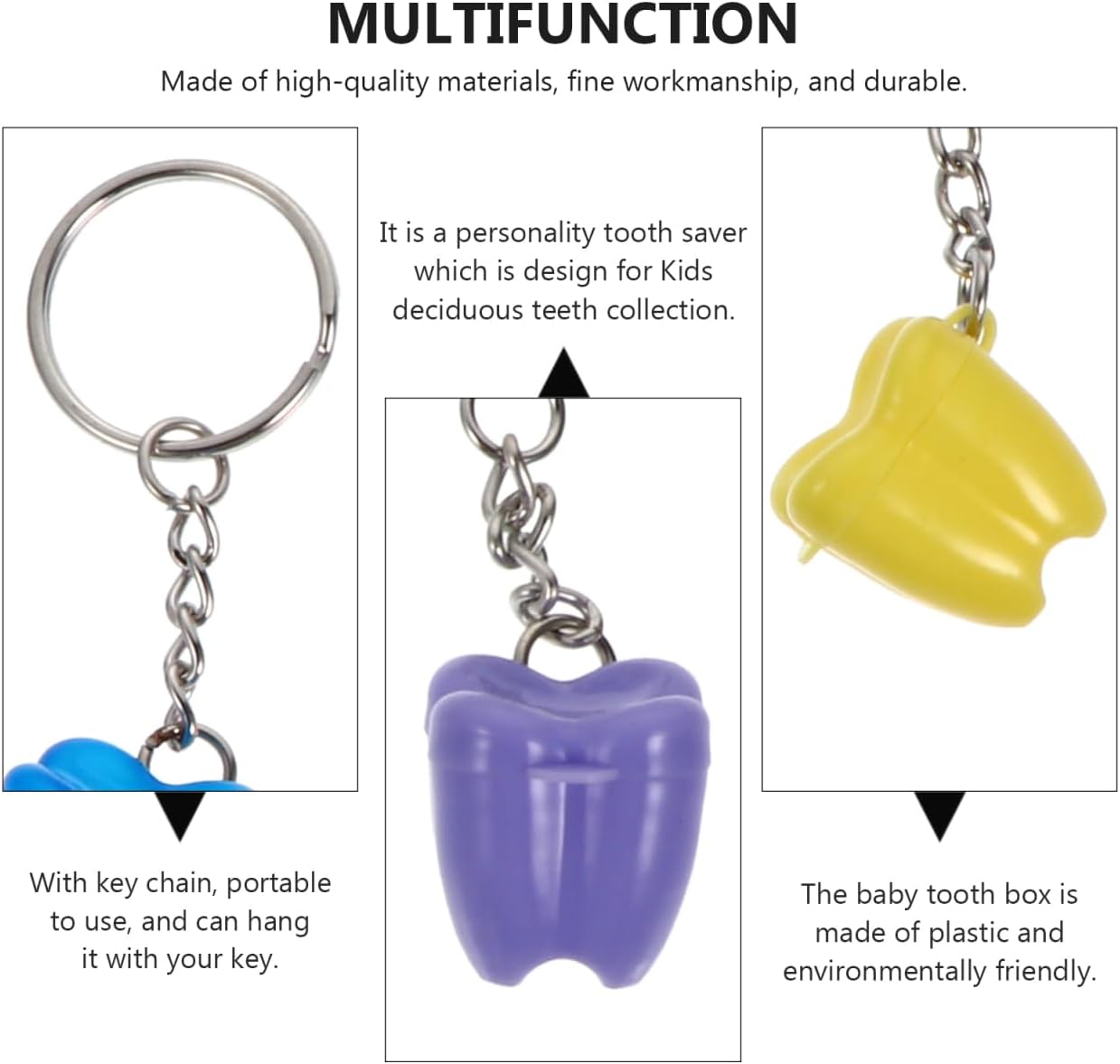 Toddmomy Kids Teeth Storage Box with Key Chain Portable Baby Tooth Holder Keepsake Organizer for Lost Deciduous Teeth 30 Pack for Boys and Girls
