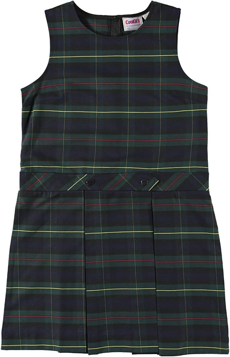 Cookies' Girls' Plus Size Bib Front Jumper - Green/Gold *Plaid #83*, 14.5