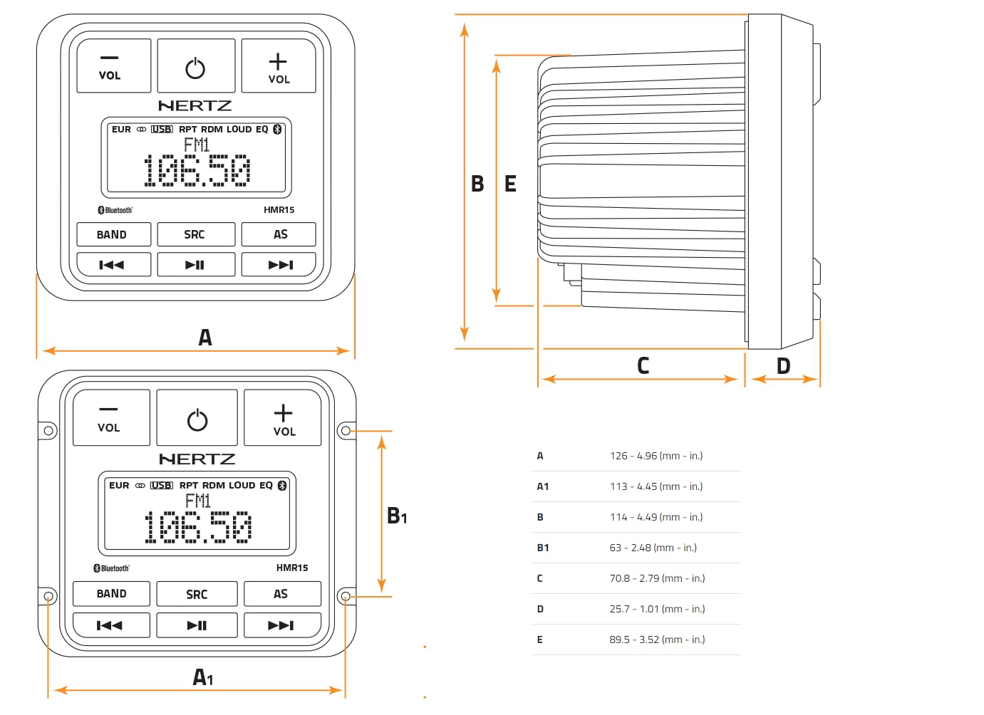 Hertz HMR 15 D – Sorgente audio Marine con tuner DAB+, Bluetooth 5.0, ingresso USB e costruzione IP66 per ambienti nautici