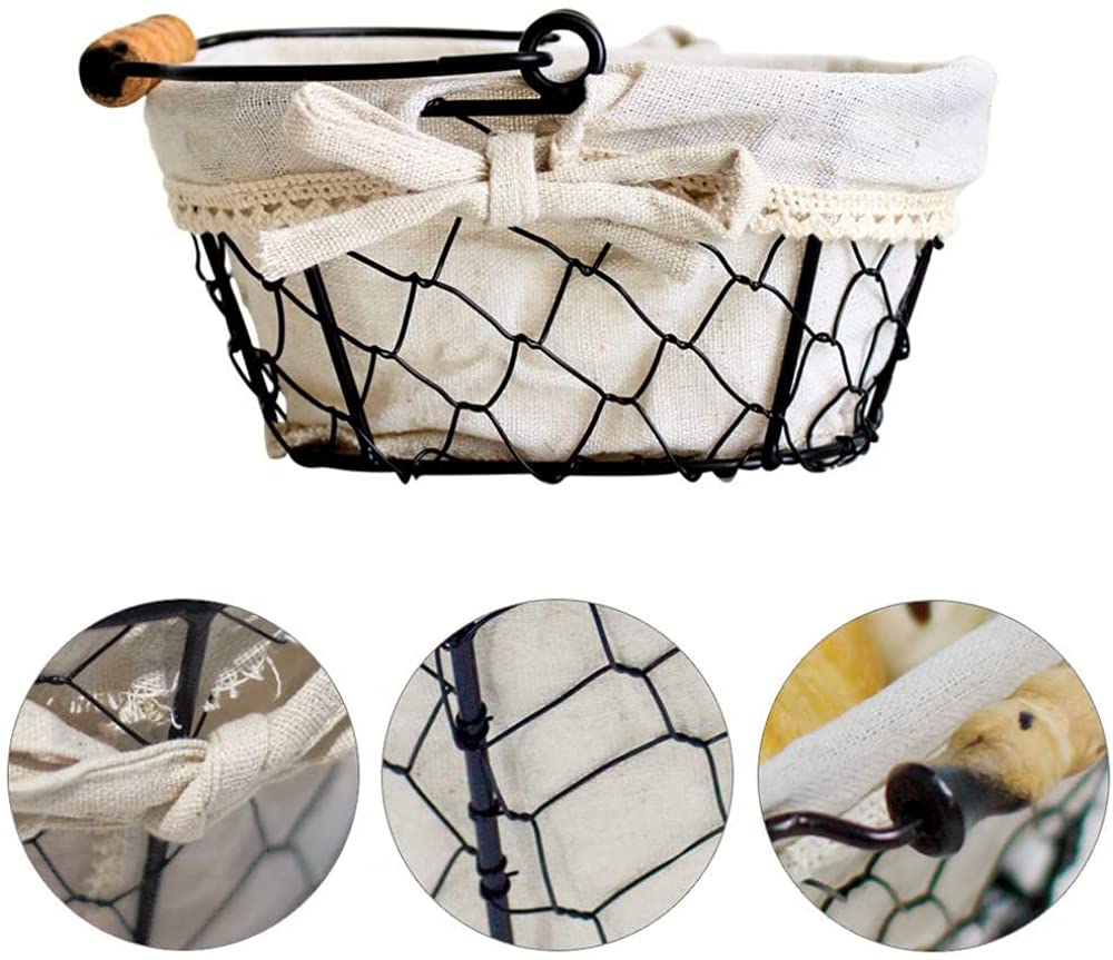 Cesta de Almacenamiento portátil Multifuncional de Estilo nórdico con Forro de Lino para Verduras, Huevos, comestibles, Frutas-Oval