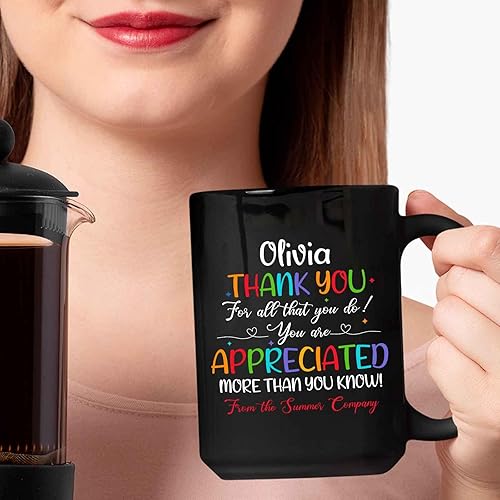 Miniatura 3 de Taza de té voluntaria personalizada con nombre, taza de café voluntario con texto en inglés "You Are Appreciated", taza de cerámica de caridad,