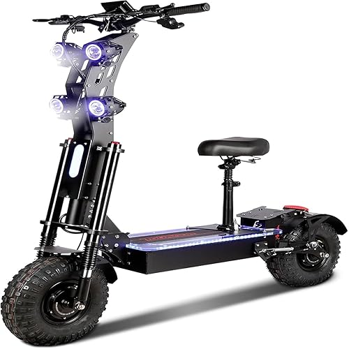 14" Electric Scooter for Adults with Seat, High Power 10000W Dual Motor with NFC,Max Speed 60MPH & Up to 70Miles,60V/50Ah Large Capacity Battery(USA Werahouse)