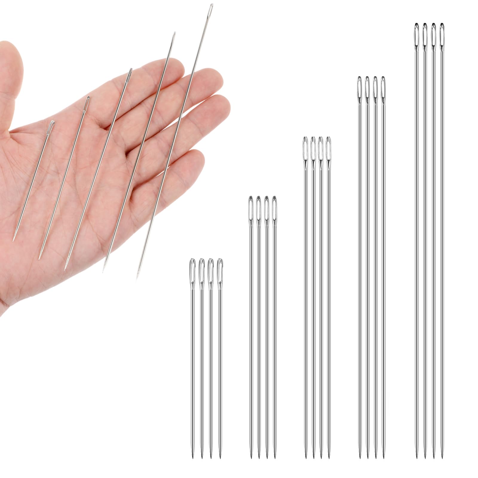 20 aghi per tappezzeria, ago lungo, extra lungo, per materassi, bambole, aghi lunghi da infilare, aghi grandi con occhiello grande, 7,5/10/12,5/15/17,5 cm