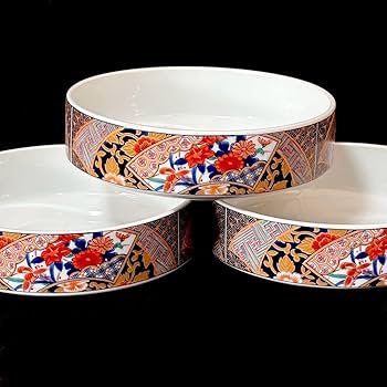 Amazon.co.jp: ＊有田焼 若山 錦更紗 三段重 重箱 蓋付き重ね鉢 熨斗目