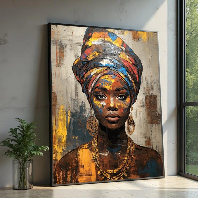 Affiche portrait de femme africaine pour raviver un mur vide avec un art ethnique unique