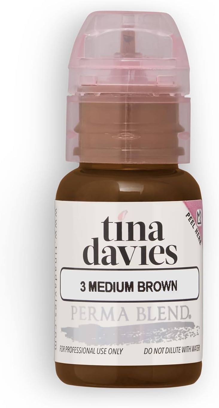 Professional X Perma Blend Brow Pigment - Permanent Eyebrow Makeup - Colours Heal True to Tone - High Retention - 15ml (Medium Brown)
