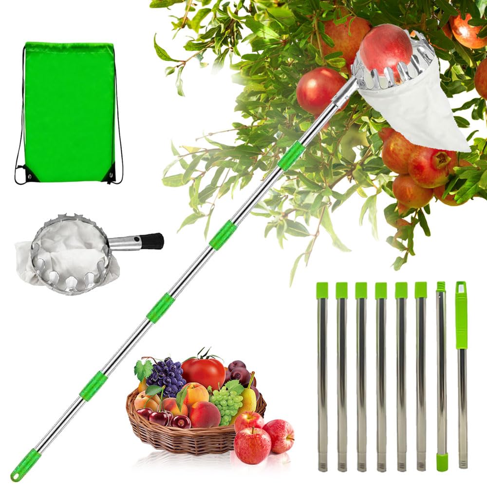 Perche Pour Cueillir Les Cerises Cueille Fruit Telescopique, Attrapeur De Fruits Avec Perche Extensible De 4 M/13ft, Ru00e9cupu00e9rateur Comment Cueillir Des