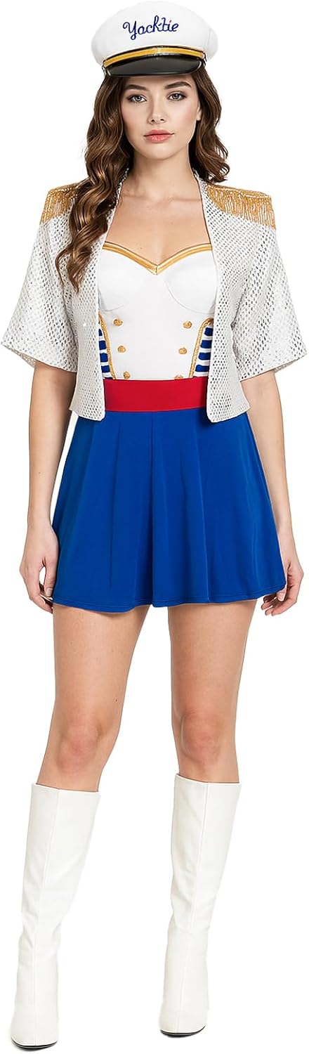 EraSpooky Womens Yacht Captain Costume Adult Sailor Dress Nautical Attire - Image 2