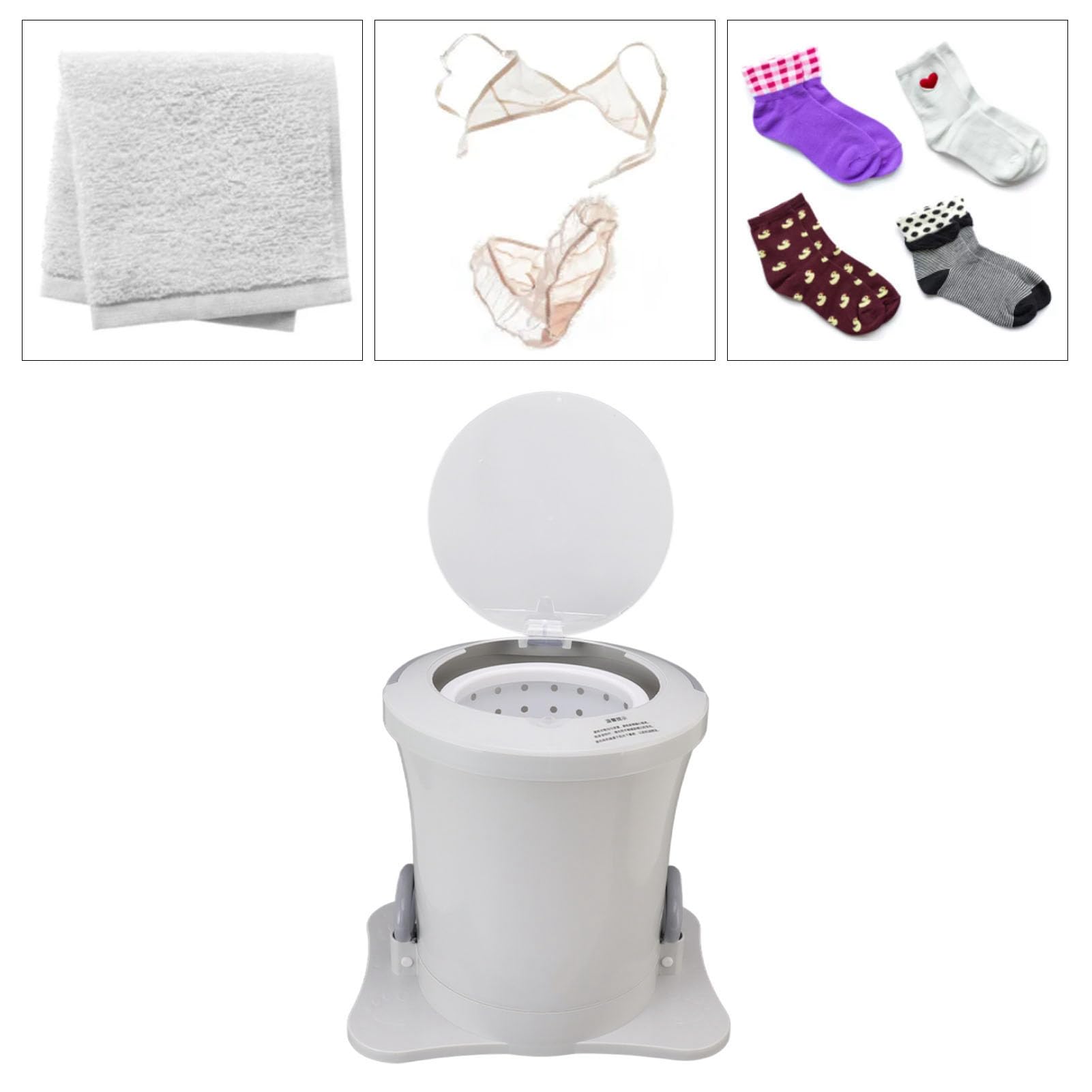 Kompakter Schleudertrockner, Tragbar, Manuell, Nicht Elektrisch, Geeignet für Camping, Schlafsaal, Wohnung, Wäsche, Camping, Wohnmobil, Reisen, Unterwäsche, Socken, Babykleidung (Weiss)