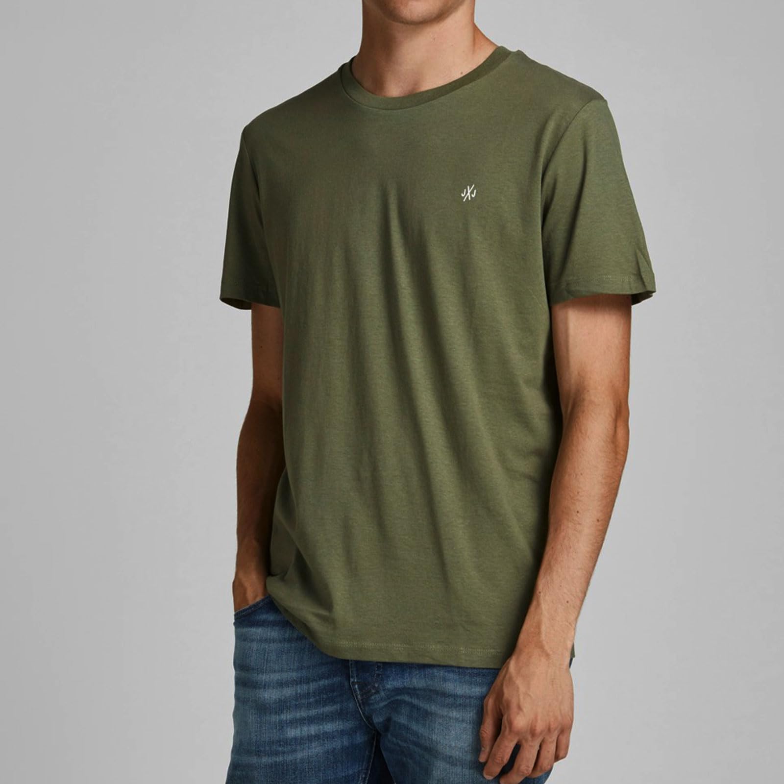JACK & JONES Maglietta con logo a girocollo, Bianco/Grigio/Nero/Verde Cf, m