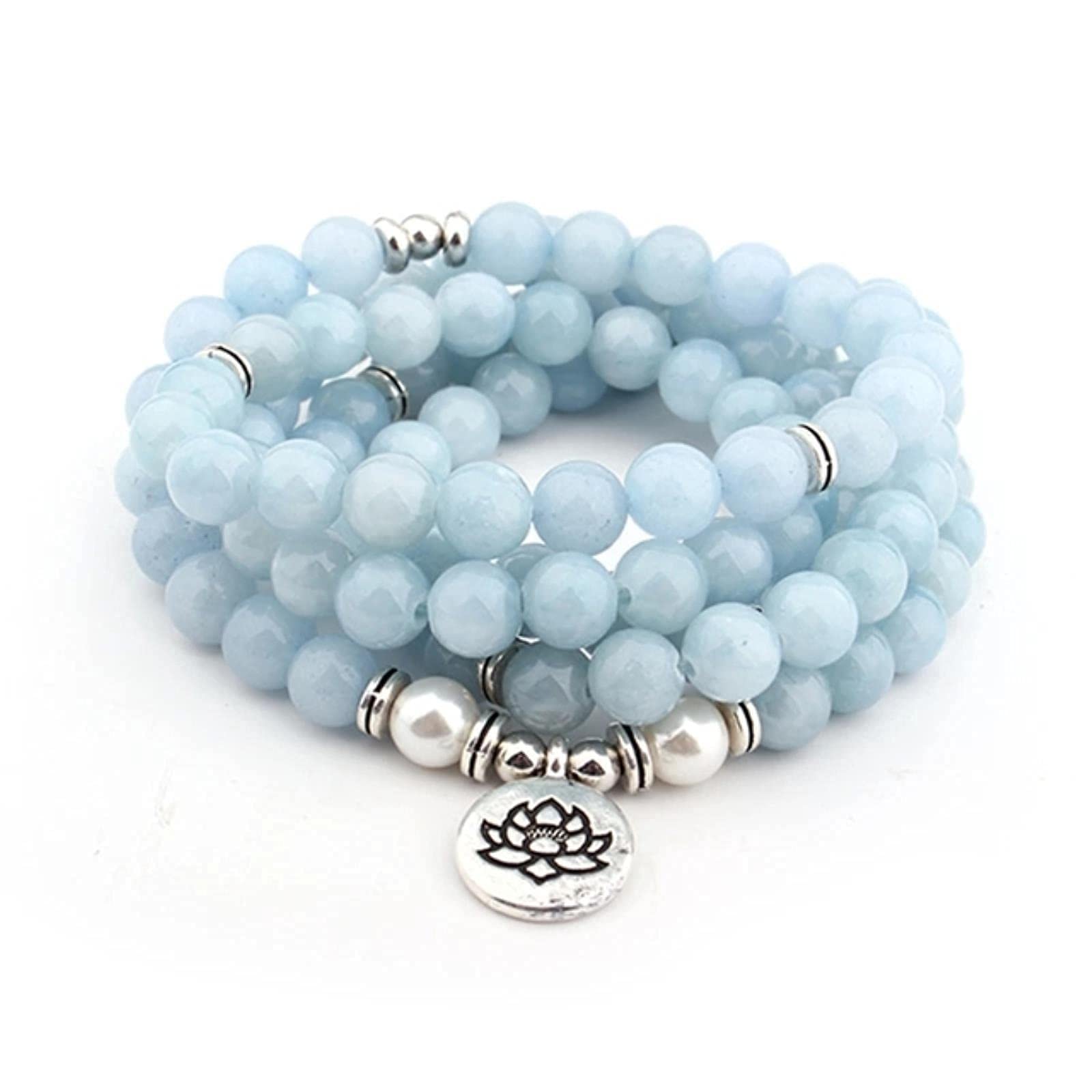 WBDWWTD Damen Herren Armbänder 108 Mala Perlen Natursteine ​​Armband Halskette Natural Wrap