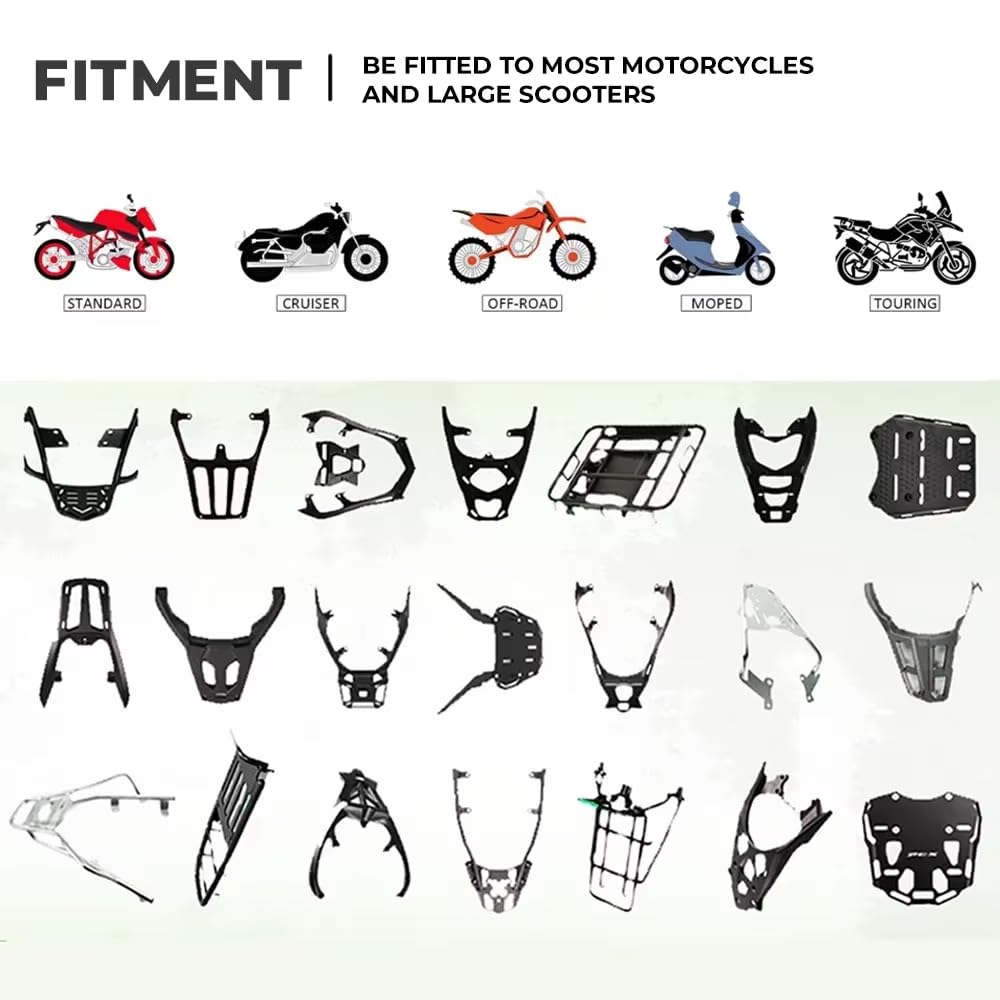 Genérico Top Case Moto Universal, Baúl de Moto Impermeable 45L / 57L, Caja Trasera de ABS Engrosado con Cerradura de Seguridad y Base de Montaje para Cascos, Equipaje Moto y Scooter (45L)