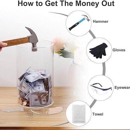 Miniatura 6 de Alcancía transparente alcancía indispensable hucha transparente para adultos y niños hucha acrílica transparente para adultos y niños hucha