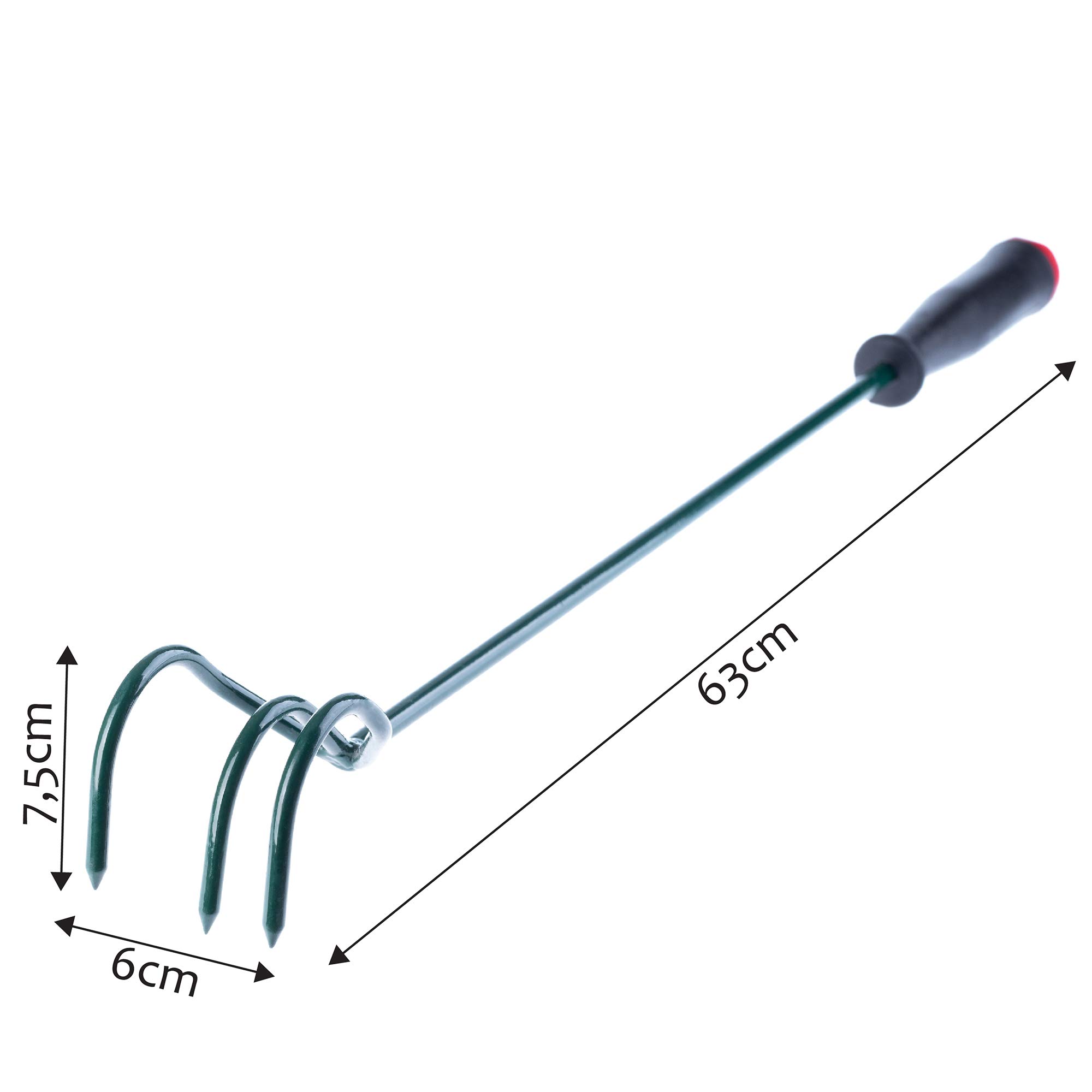 KADAX Grubber à 3 Dents Petit col de Fleurs avec Manche en métal Accessoire de Jardin pour serrer Le Sol, cultivateur de Jardin pour Jardin 60cm Vert