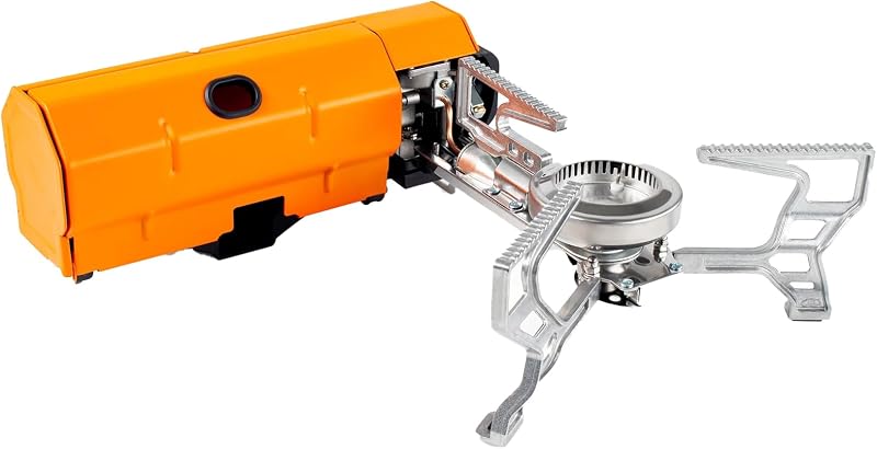 Estufa de campamento de butano Selkirk 270, compacta con protector contra el viento