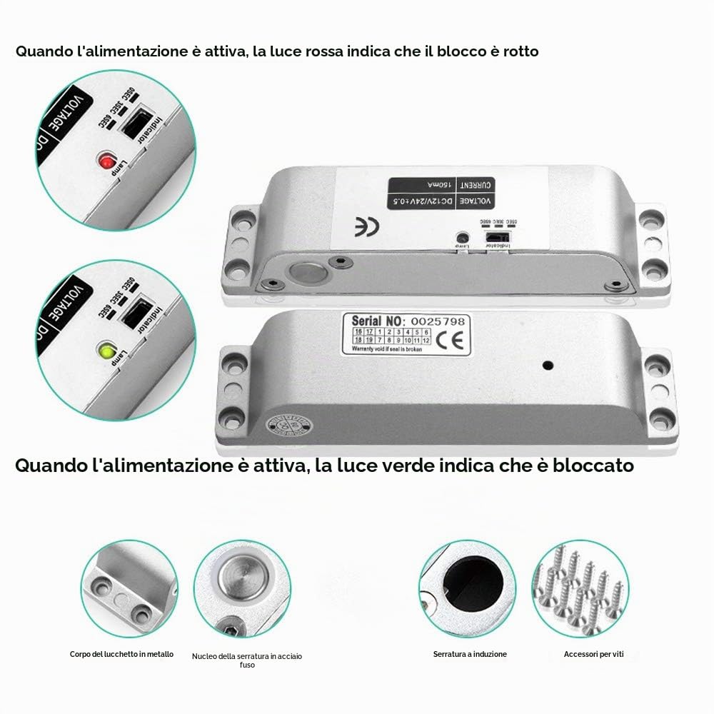 Serratura elettronica Serratura a catenaccio con ritardo di tempo DC 12V Fail Safe con ritardo di tempo per il sistema di controllo accessi alla porta