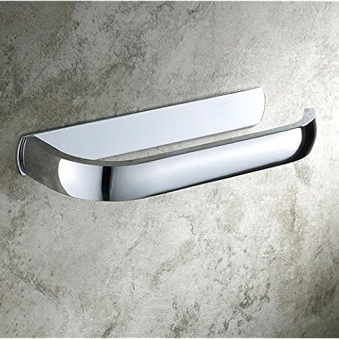 Wellsum Bathroom Wall Mounting Modern Solid Brass Toilet Roll Paper Holder Tissue Rack Bathroom Accessory, Silver Tissue Holder for Wall Cover