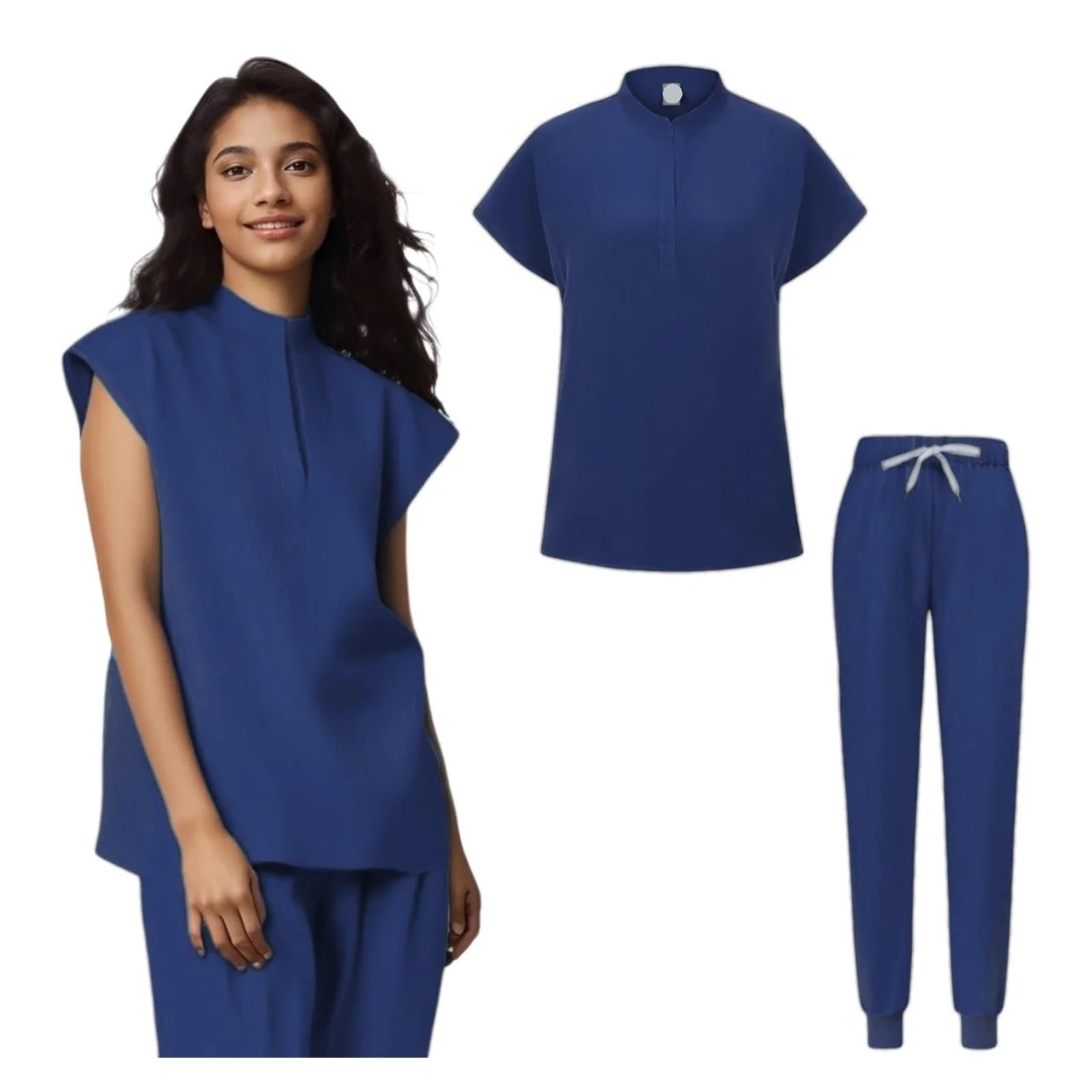 Uniformes Sanitarios Uniformes for Mujer, Conjuntos de exfoliantes, Accesorios de enfermería, salón de Belleza, SPA, Ropa de Trabajo, Traje quirúrgico, Hospital de Laboratorio(Dark Blue,S)