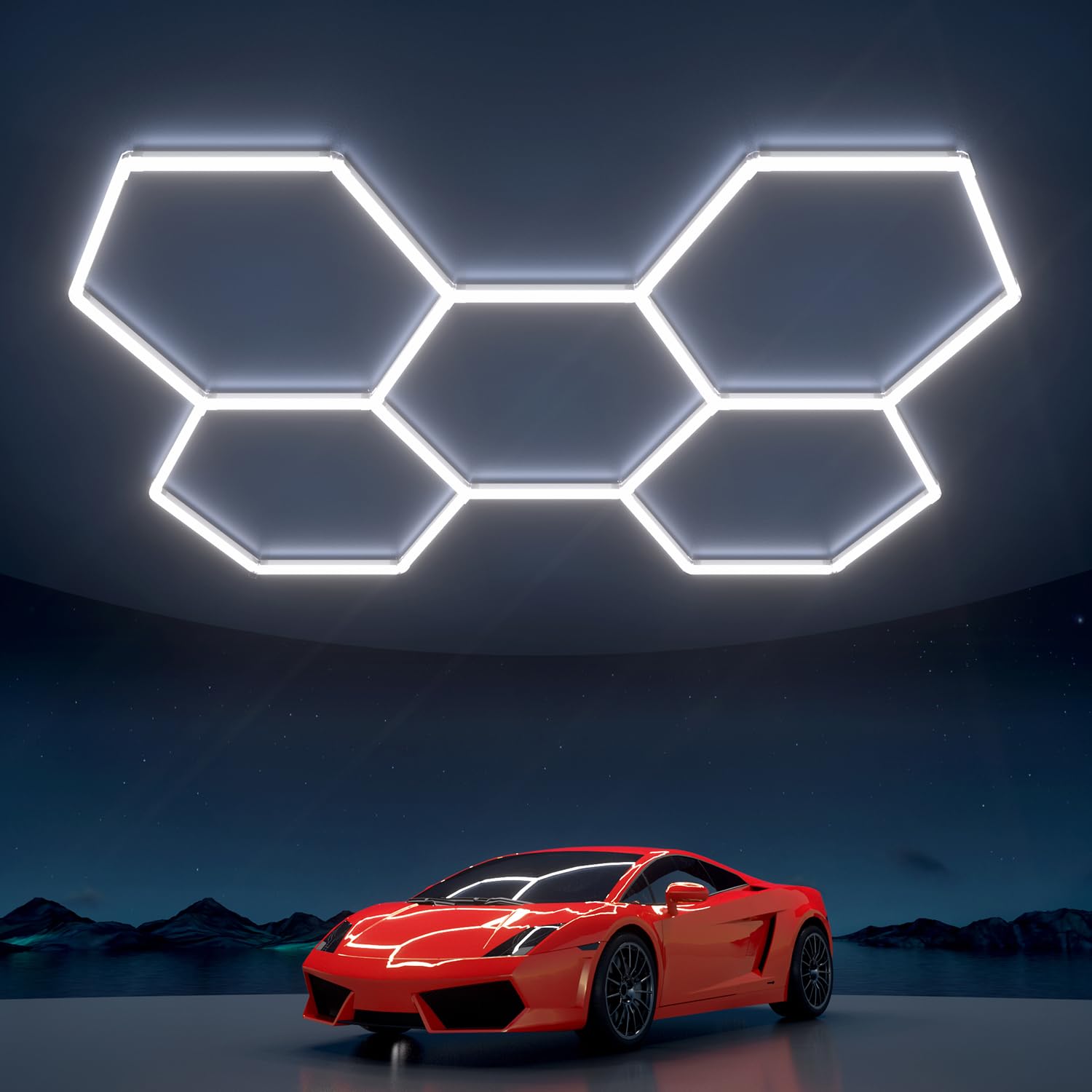 Hexagon Garage Lights 5-Grid (B0CJRQTRN9)