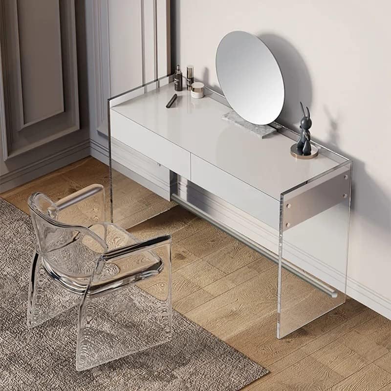 NG Decor Modern Floating Acrylic Makeup Vanity Gray Vanity Desk with Drawers - (Stool & Mirror Not Included)-image-22