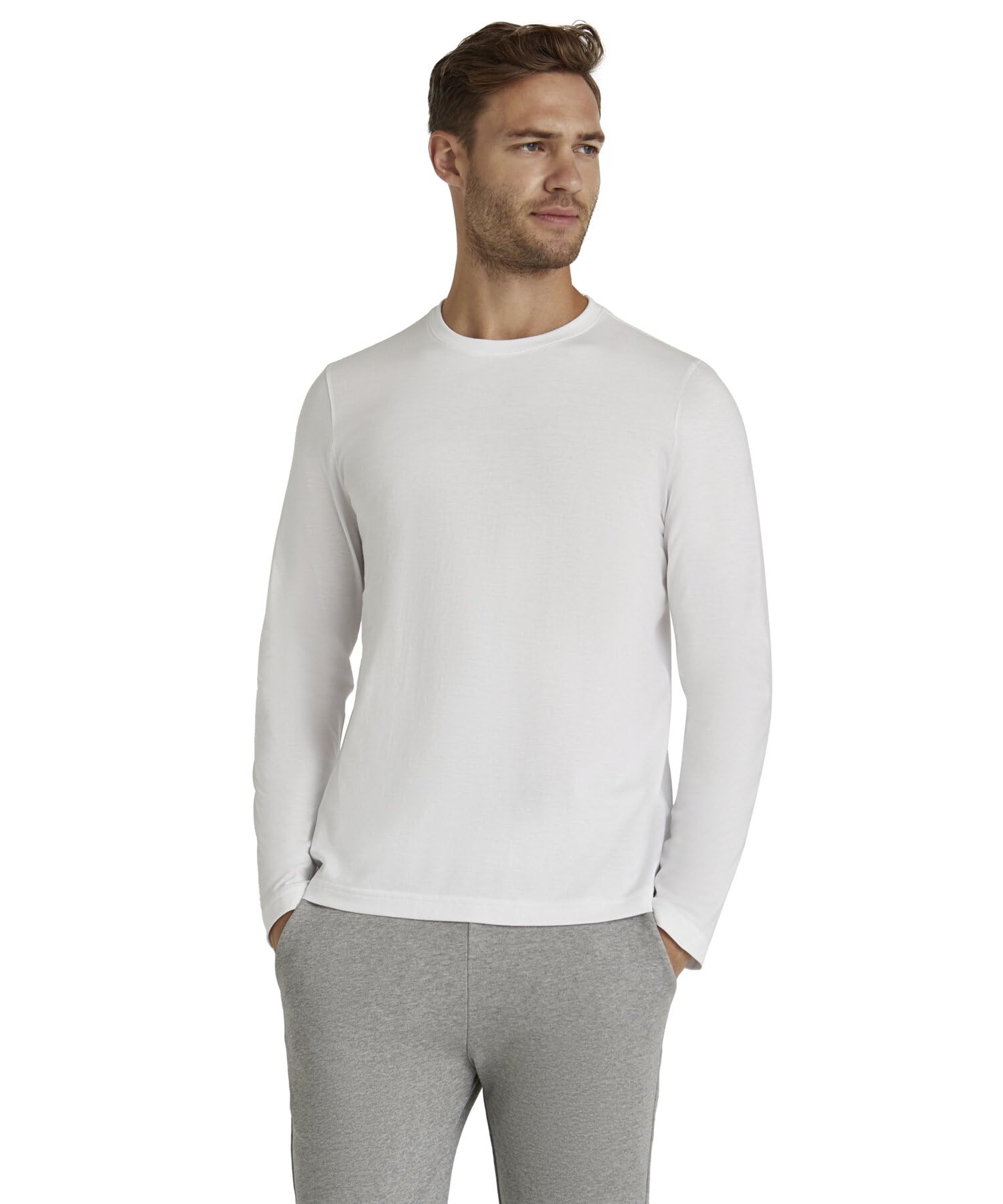 FALKE Herren Basic T-Shirt Longsleeve Pullover atmungsaktive Baumwolle weich Langarm bequem sehr leicht 1 Stück