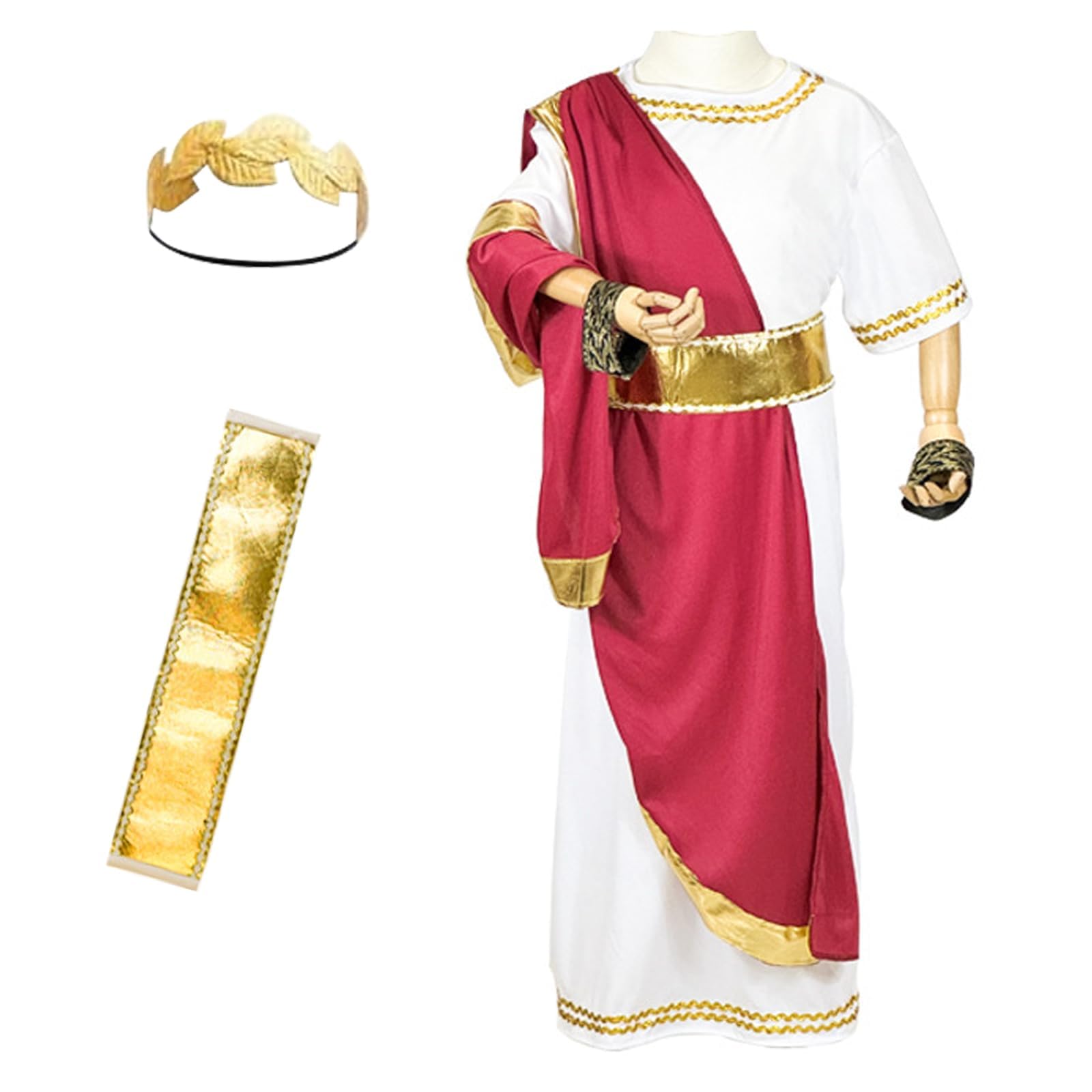 DAVBNM Ancient Roman Greek God Costume Fancy Dress Up Outfits Set including Laurel Headband, Ancient Greek Costume - Image 2