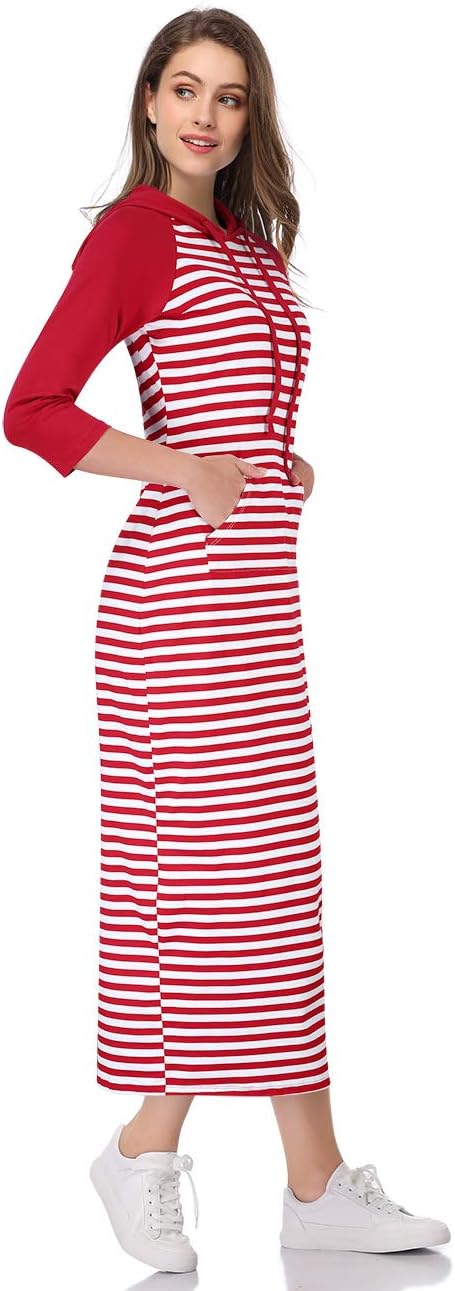 MISSKY Women's Casual Pocket Slim Pullover Maxi Hoodie Dress - Image 2