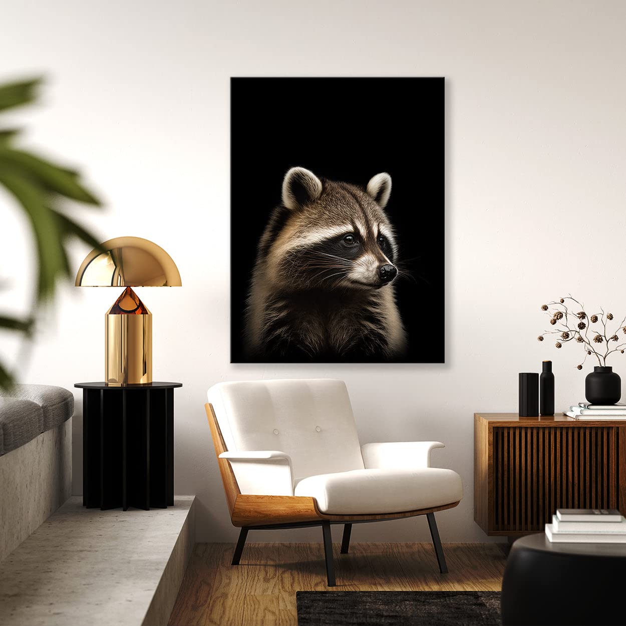 Amazon.com: Sense Canvas Animal Black Raccoon Head 161 Canvas Art