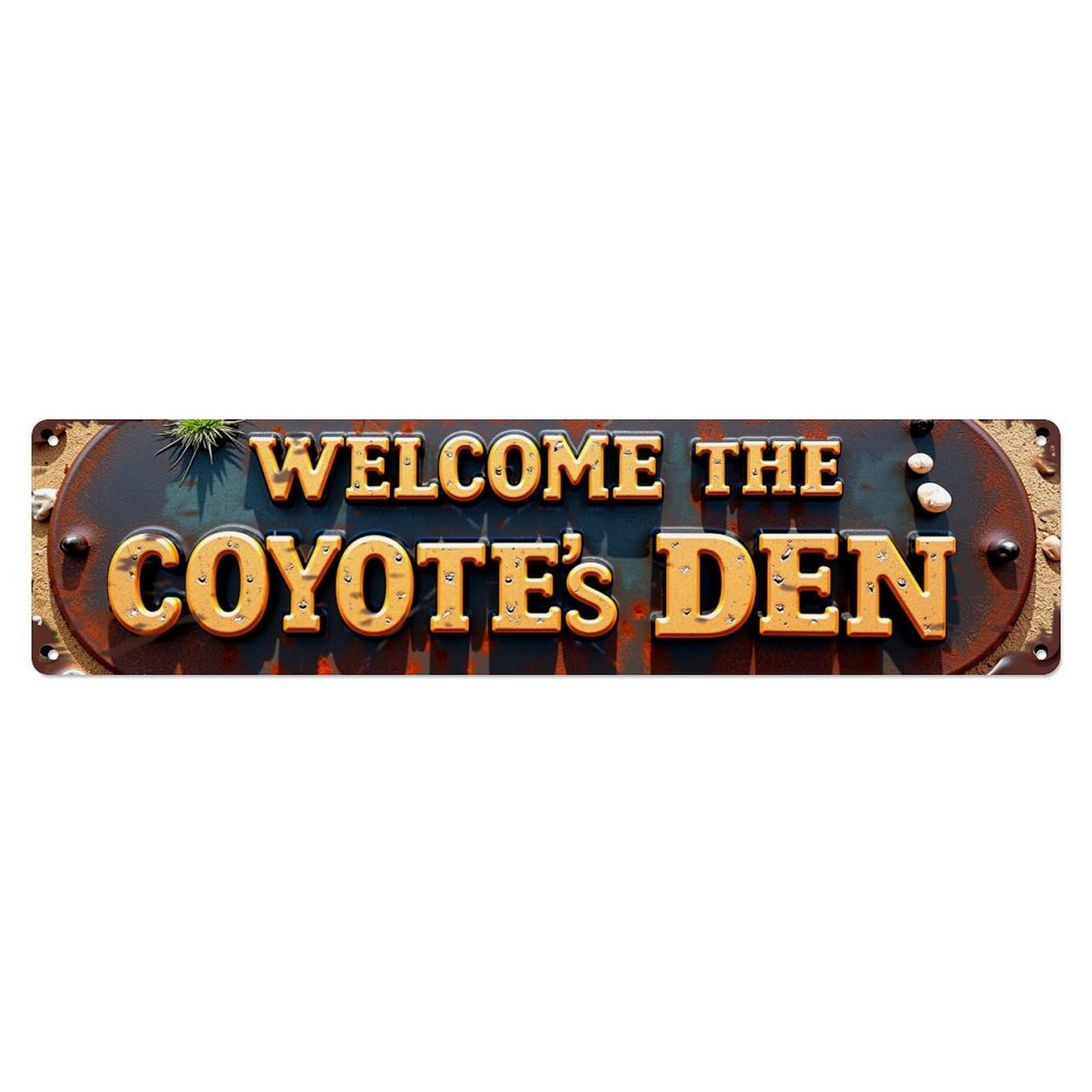 Jdyaojiesheng Vintage Welcome The Coyotes Den Tin Sign Retro Metal Wall Decor Metal Poster, Home Bar Garage Farmhouse Cafe Wall Art Decoration 4X16inch