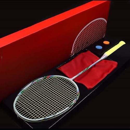 QDLZLG 4U Smash Type Badminton Racket Carbon Fiber 32 Pounds Offensive Single Shot for Adults