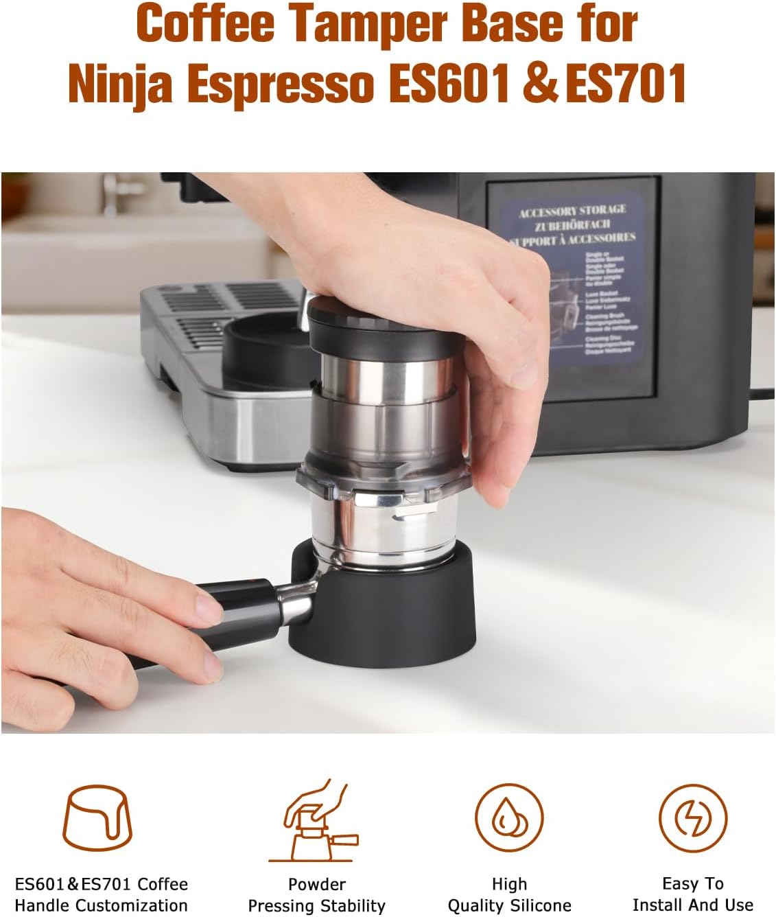 Accessories Kit for Ninja Luxe Cafe Pro Coffee Machine ES601 & ES701– Includes Top Mat + 23"X15" Counter Mat with Drip Pad + Portafilter Funnel + Tamping – All in One