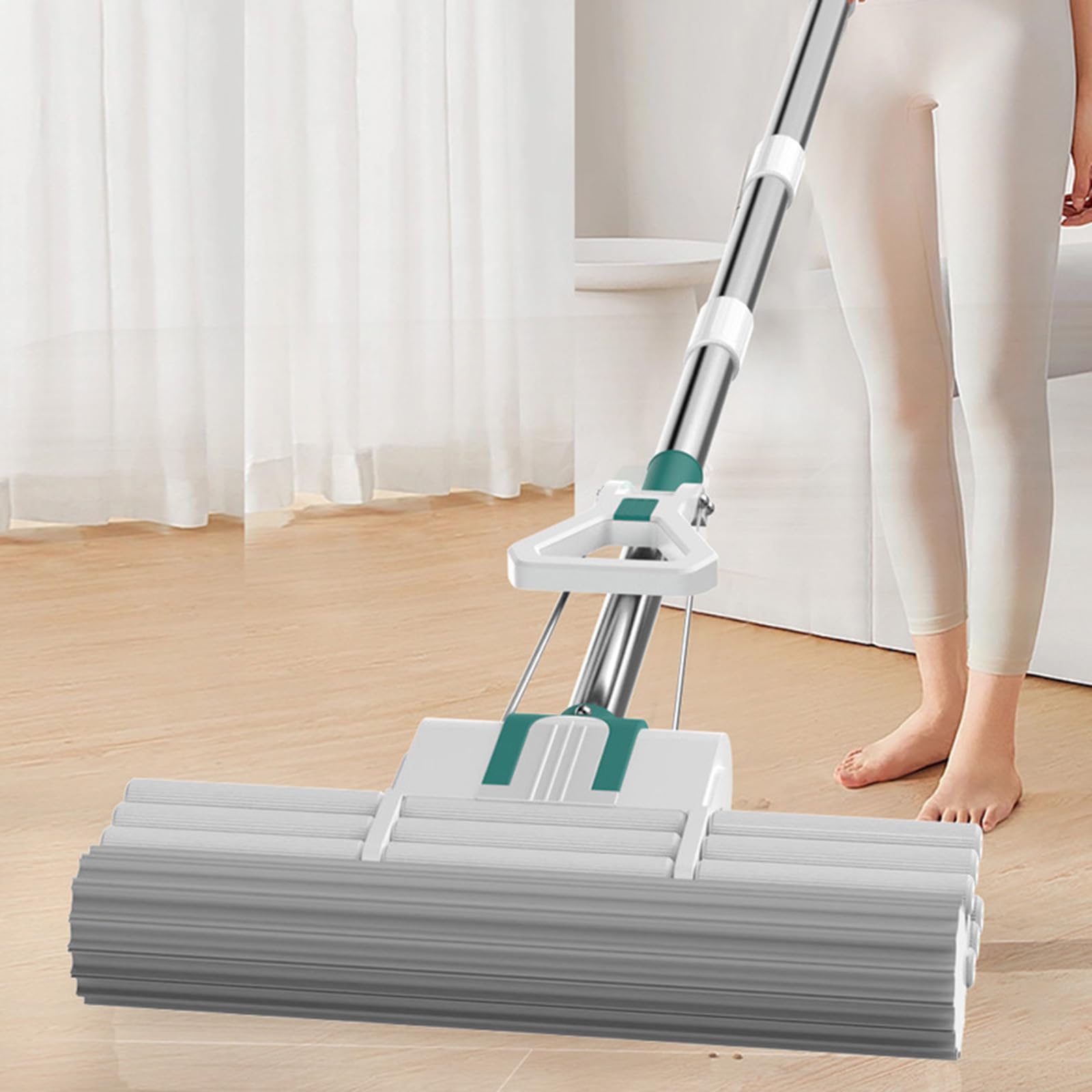 Mop, zmywalny ręcznie domowy mop z gąbką drewniany mop do podłogi płytka drewniana podłoga sucha i mokra podwójnego zastosowania leniwy mop gąbka