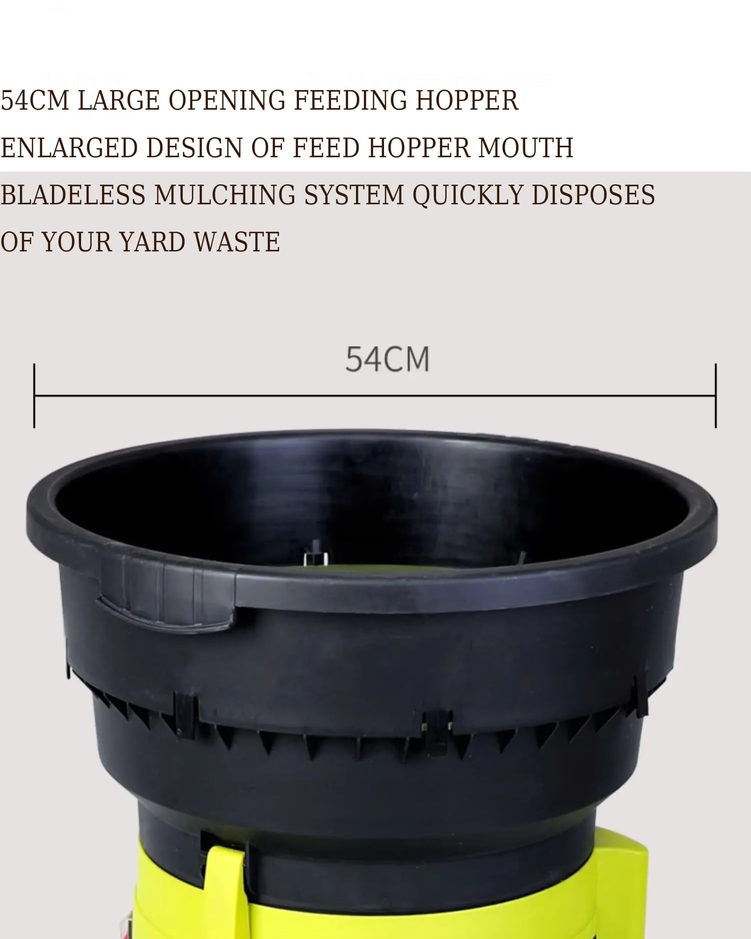 Trituradora de hojas eléctrica con cable, trituradora de jardín de 2500 W con ruedas, trituradora de hojas de 8000 rpm, diámetro de embudo de 54 cm, incluye cable de alimentación de 20 m para un fácil