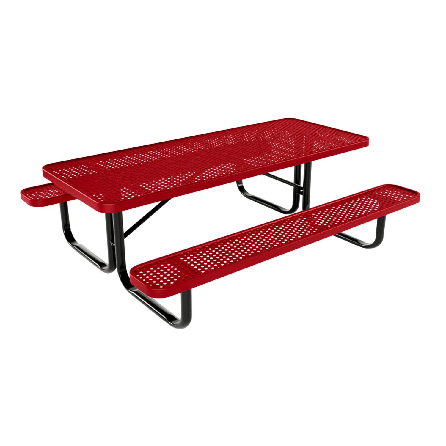 Coated Outdoor Furniture Heavy-Duty Portable Outdoor Kids Table, Punched Steel Kids Picnic Table, Commercial-Grade Picnic Table, Made in America (6ft Rectangular, Childrens, Textured Red)